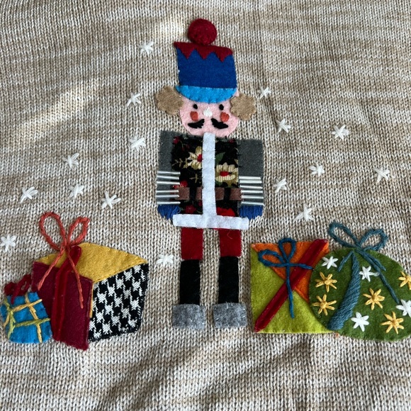 Vintage large Christopher & Banks hand embroidered Christmas sweater.Toy soldier - Picture 2 of 4